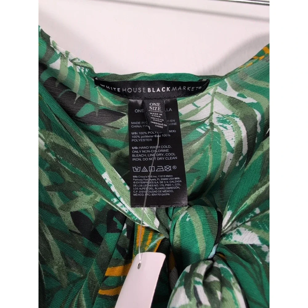 WHBM Pareo‎ Deep Green Convertible Tropical Print Sarong Swim Cover-Up NWT OS